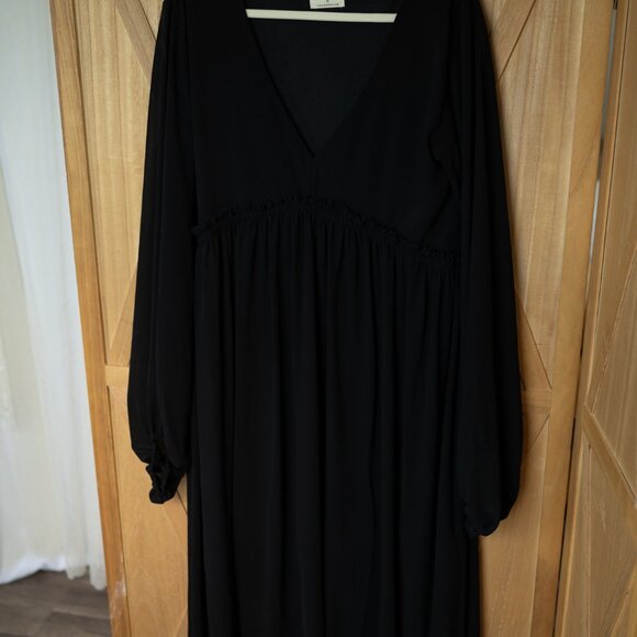 Joyfolie Long Sleeve V Neck Maxi Dress - Black - Picture 5 of 5